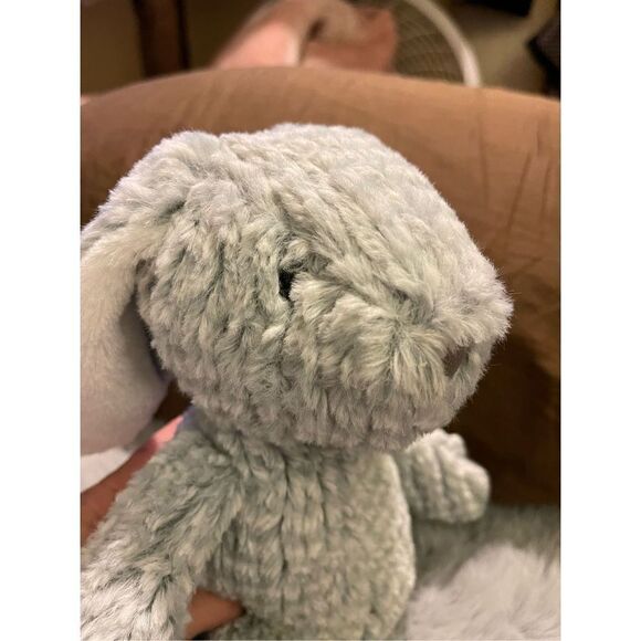 Manhattan Toy Gray White Chenille 12” Bunny Rabbit Plush Stuffed Animal Floppy E - Picture 5 of 7
